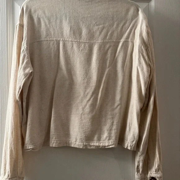 Lulus Cream Linen Button-Up Cropped Jacket - Picture 2 of 2